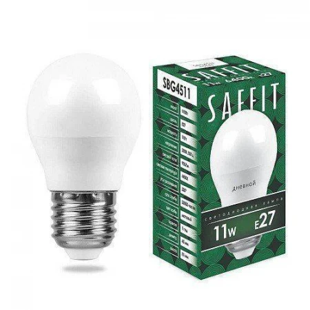 55141 SBG4511 Saffit шар G45 E27 11W(905Lm) 6400K [01091786]