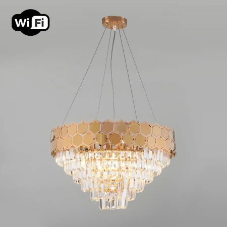 Подвесная люстра Eurosvet Ariana 10124/8 золото/прозрачный хрусталь Strotskis Smart