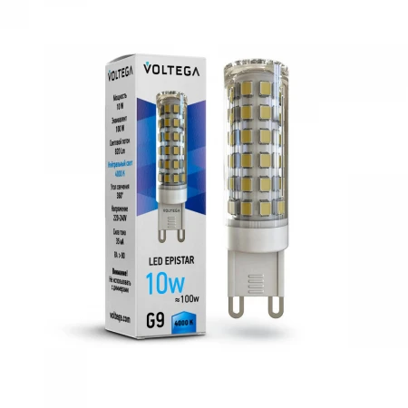 Лампа светодиодная Voltega G9 10W 4000К прозрачная VG9-K1G9cold10W 7039
