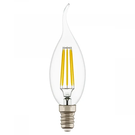Лампа светодиодная филаментная Lightstar LED Filament E14 6W 3000К свеча на ветру прозрачная 933602