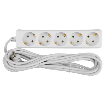 Удлинитель бытовой General GES-16-3x100-5-5m, 16А, 3х1 мм2, 5 места, 5 метров, с заземлением, без выключателя