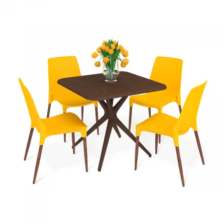 Обеденная группа Sheffilton SHT-DS207 коричневый/желтый/темный орех 4093688301