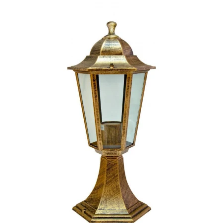 Светильник садово-парковый Feron 6104 шестигранный на постамент 60W E27 230V, черное золото