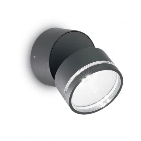 Уличный настенный светодиодный светильник Ideal Lux Omega AP Round Antracite 3000K
